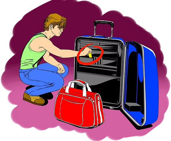 Illustration du placement de la plaquette dans la valise